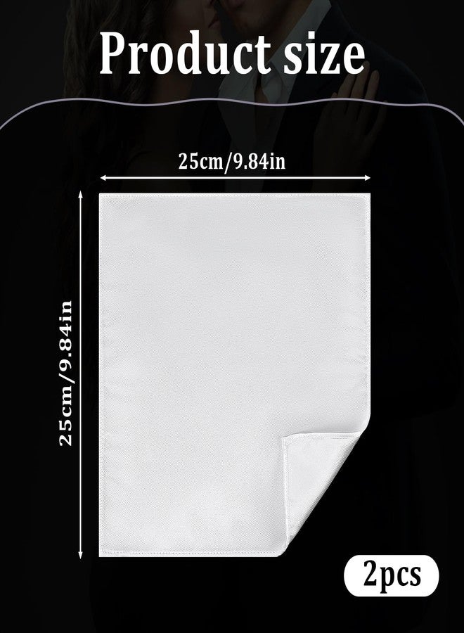 Dimeho Silk Pocket Squares Solid Color Suit Handkerchief for Men Women Pocket Square Hankies Wedding Day Handkerchiefs (White/Black) - Image 2