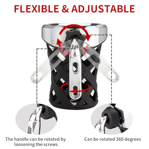 KICRY Goldwing GL1800 Motorcycle Handlebar Cup Holder Water Bottle Drink Holder Compatible with Honda Gold Wing GL 1800 Trike 2001-2021 F6B 2013-2021,for Harley 82-up Models(Chrome H-5.3inch) - Image 4