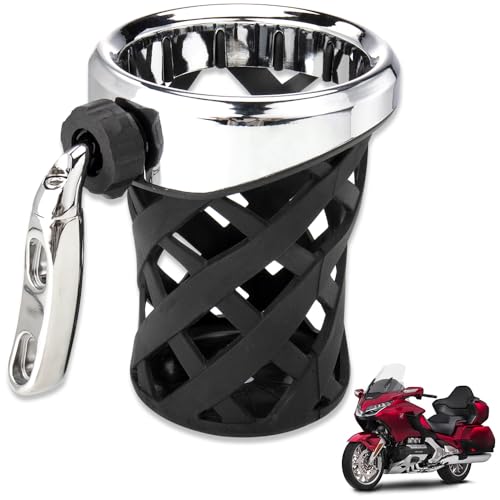 KICRY Goldwing GL1800 Motorcycle Handlebar Cup Holder Water Bottle Drink Holder Compatible with Honda Gold Wing GL 1800 Trike 2001-2021 F6B 2013-2021,for Harley 82-up Models(Chrome H-5.3inch) - Image 1