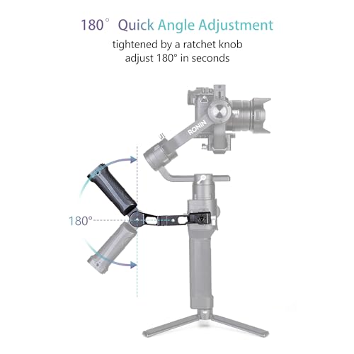 Zeadio Gimbal Side Handle with NATO Clamp, 180° Adjustable Stabilizer Handgrip with Cold Shoe & 1/4" 3/8" ARRI Mounting Holes, Compatible with DJI RS 2 / RSC 2 / RS 3 / RS 3 Pro - Image 3