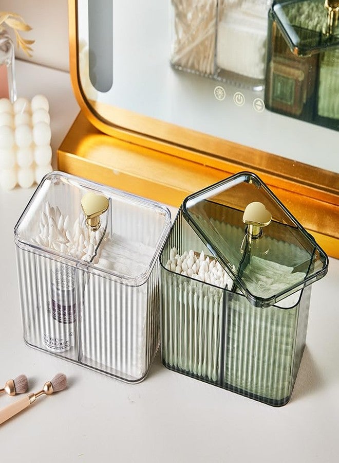 KREPS® Cosmetic And Makeup Organizer Box, Cotton Swabs Storage with Lid,Makeup Pad Holder, Bathroom Canister Multipurpose Box Divided for Face Brush Pens. (Green) (GREEN 1) - Image 5