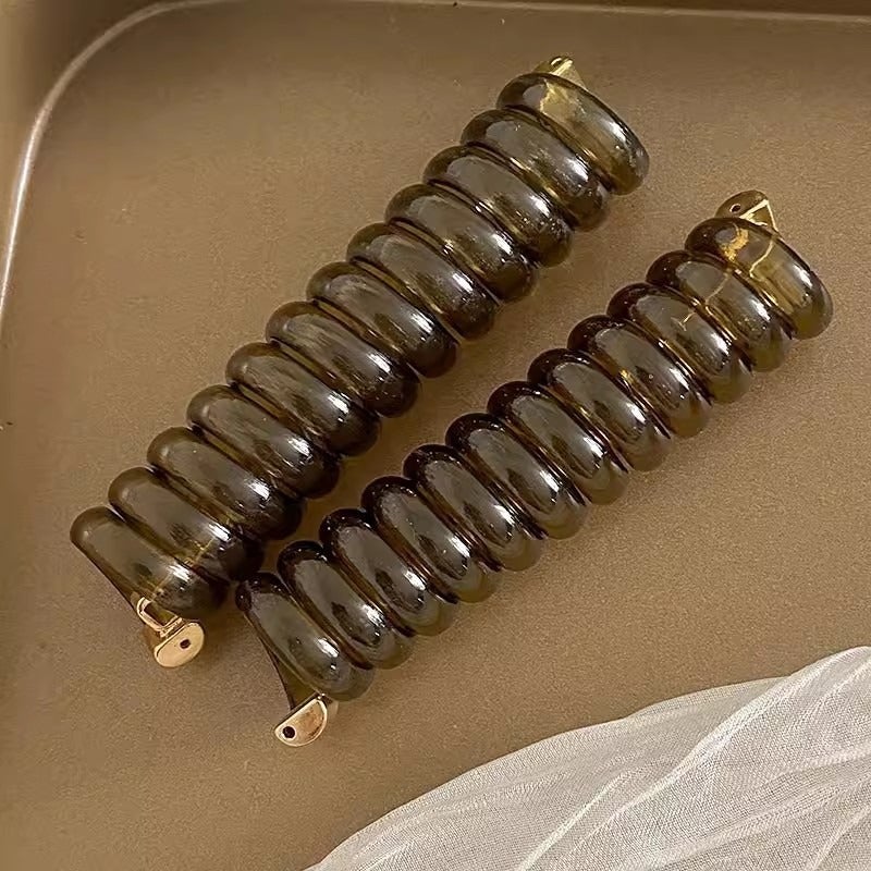 Loquat Vintage Camellia Hair Tie White Rose Elastic Band Black coffee (single)