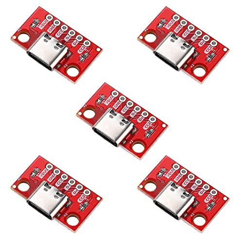 Teansic 5 Pcs USB Type C Breakout Serial Basic Breakout Female Connector 16P PCB Converter Board - Image 1