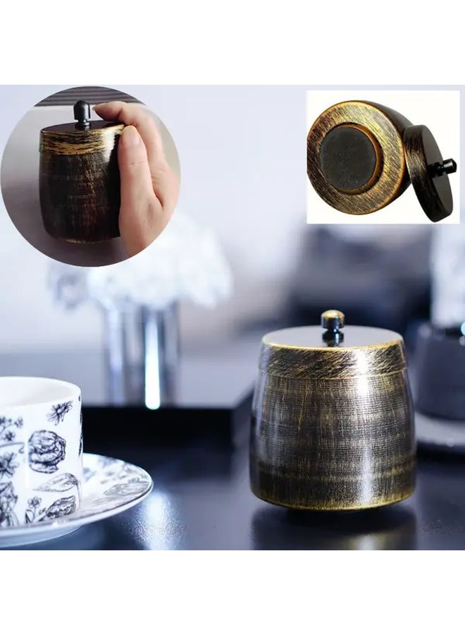 Vintage Industrial Metal Ashtray Heavy Duty Windproof Rainproof Design With Lid Non Slip Base - Image 5