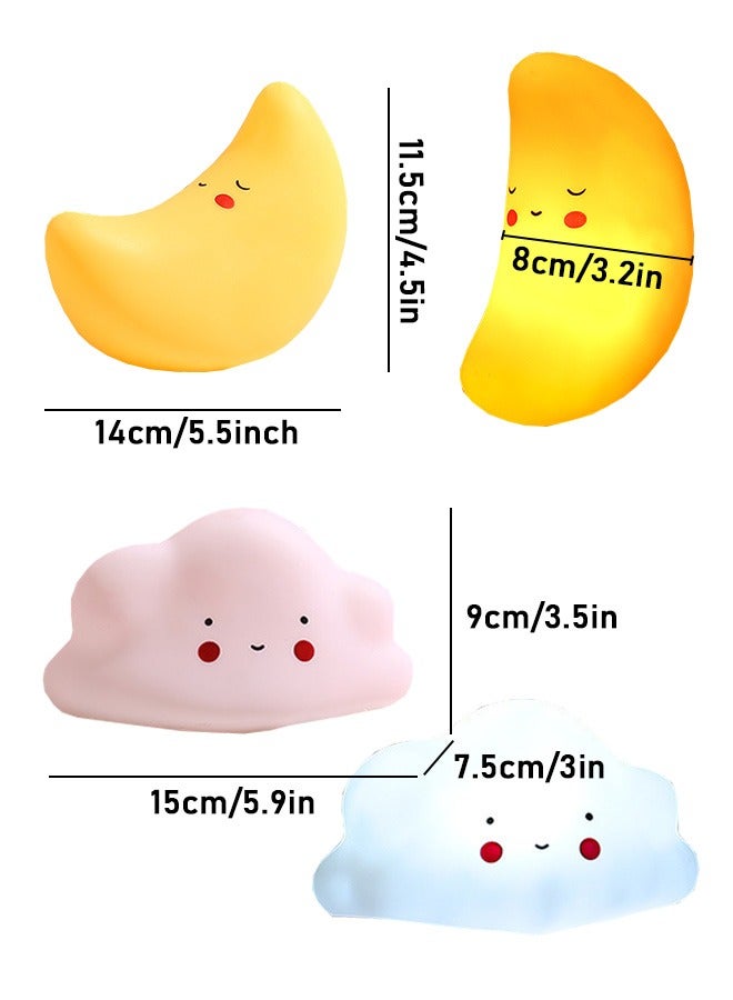 2Pcs Night Lamps, Moon & Cloud LED Night Lights, Soft Light Bedroom Lamps, Night Portable Lights, Bedside Sleep Lamp for Kids Baby - Image 2