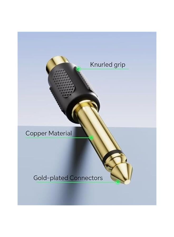 في سي اي محول صوت ار سي ايه الى 1/4 انش، قابس احادي 6.35 ملم ذكر الى ار سي ايه انثى، 6 قطع - Image 2