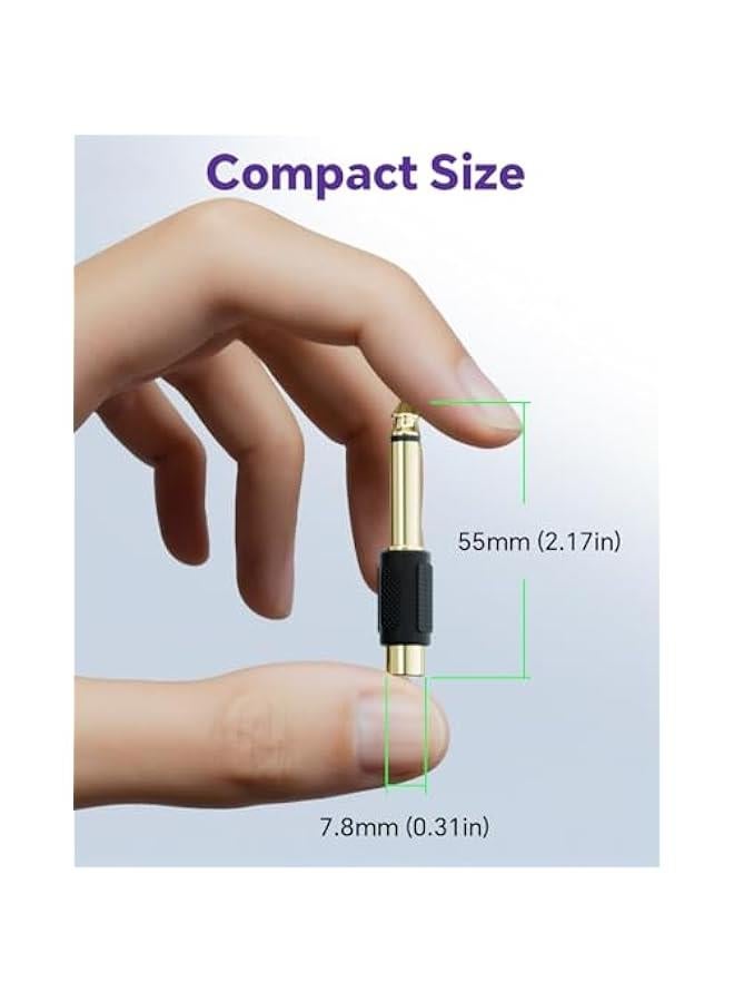 في سي اي محول صوت ار سي ايه الى 1/4 انش، قابس احادي 6.35 ملم ذكر الى ار سي ايه انثى، 6 قطع - Image 3