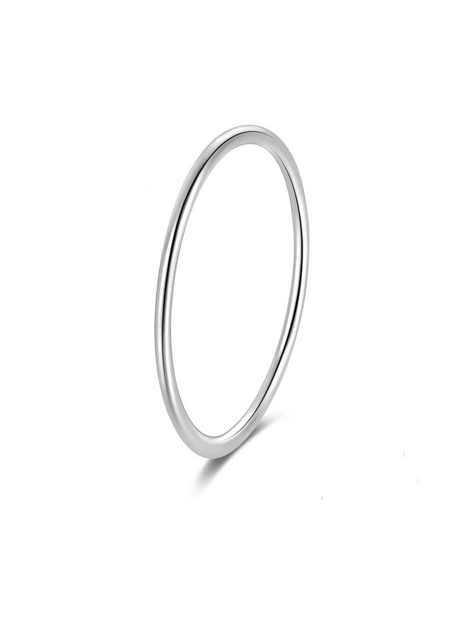 CANDYFANCY 925 Sterling Silver 1.2mm Stacking Midi Thin Rings Thumb Pinky Ring Stack Knuckle Rings for Women Band Ring Size 2.5-8.5, 4.25, Metal - Image 1