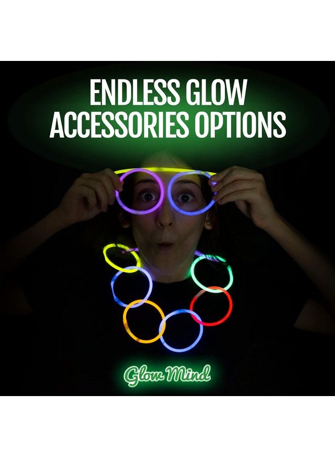 Glow Mind 300 Ultra Bright Glow Sticks Bulk Glow In The Dark Party Supplies Pack 8" Glowsticks Party Favors With Bracelets And Necklaces  - Image 5