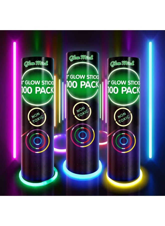 Glow Mind 300 Ultra Bright Glow Sticks Bulk Glow In The Dark Party Supplies Pack 8" Glowsticks Party Favors With Bracelets And Necklaces  - Image 2