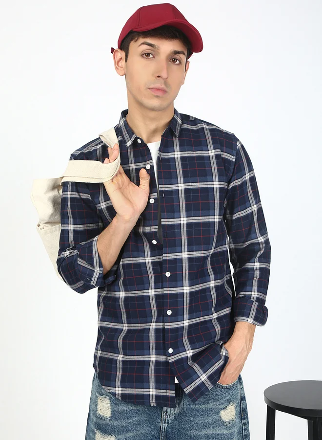 ستايلي Men Blue Checked Casual Shirt By Bene Kleed