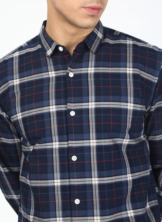 ستايلي Men Blue Checked Casual Shirt By Bene Kleed