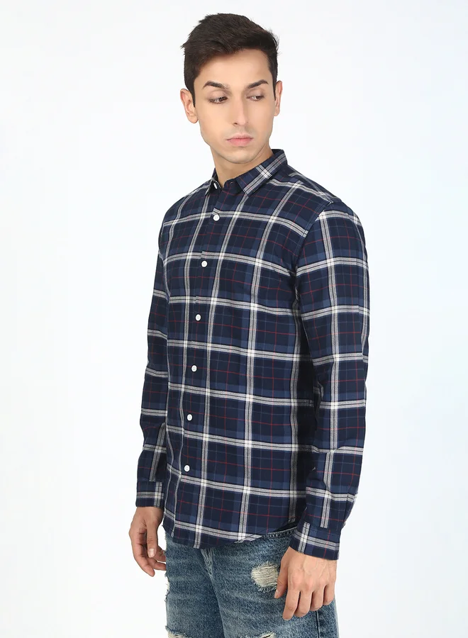 ستايلي Men Blue Checked Casual Shirt By Bene Kleed