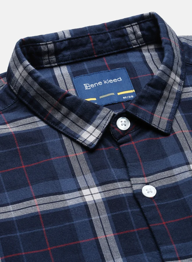 ستايلي Men Blue Checked Casual Shirt By Bene Kleed