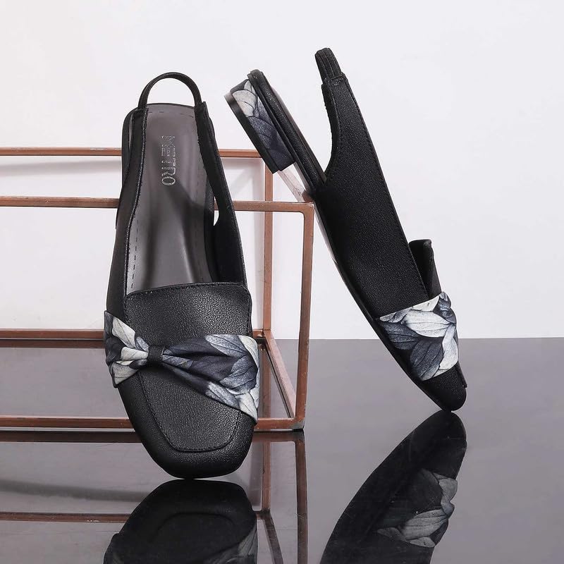 Metro Women Black Synthetic Leather Mules UK/8 EU/41 (31-252) - Image 2