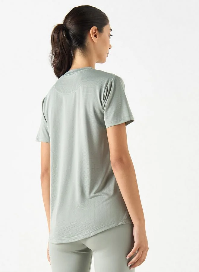 ADOT by Splash Textured Crew Neck T-shirt with Short Sleeves