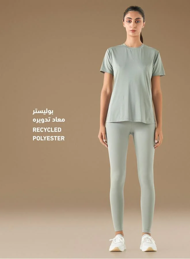 ADOT by Splash Textured Crew Neck T-shirt with Short Sleeves