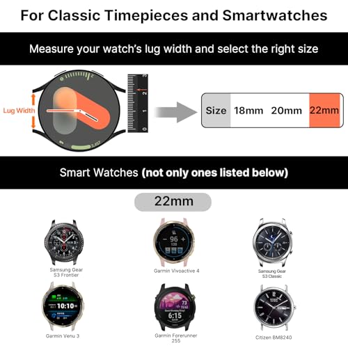 Fullmosa Compatible Samsung Galaxy 46mm/Gear S3 Frontier/Classic Watch Bands, Quick Release Leather Smart Watch Band for Galaxy Watch 3 Band 45mm, Garmin Vivoactive 4 and Active,22mm Light Blue+Silver - Image 5