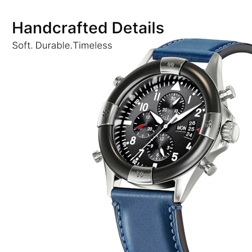 Fullmosa Compatible Samsung Galaxy 46mm/Gear S3 Frontier/Classic Watch Bands, Quick Release Leather Smart Watch Band for Galaxy Watch 3 Band 45mm, Garmin Vivoactive 4 and Active,22mm Light Blue+Silver - Image 3