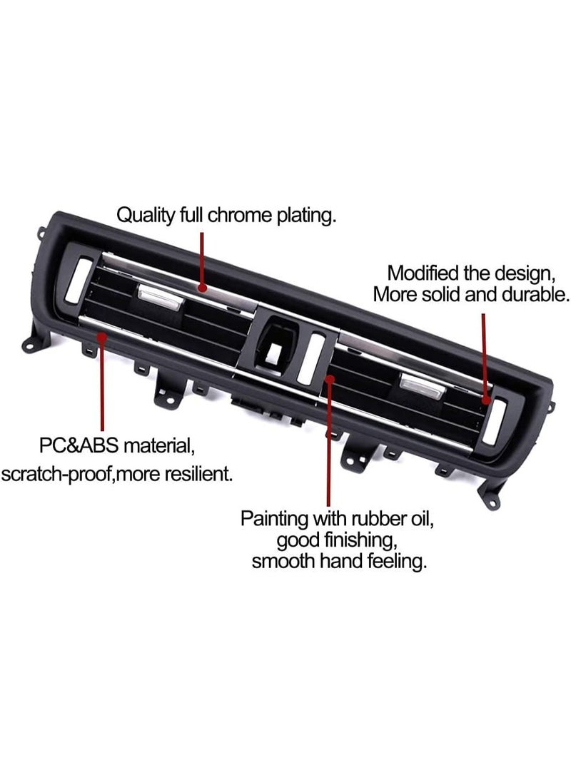 KISSUN Full Chrome Dashboard Center AC Vent Grille Outlet Panel Trim Replacement， Front Middle Air Conditioning Cover Compatible with BMW 5 Series F10 F11 F18 520i 523i 525i 528i 535i - Image 5