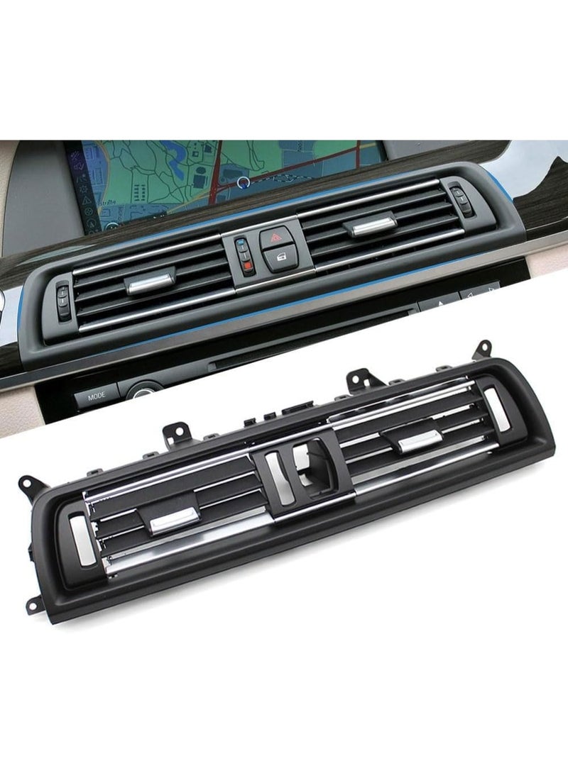 KISSUN Full Chrome Dashboard Center AC Vent Grille Outlet Panel Trim Replacement， Front Middle Air Conditioning Cover Compatible with BMW 5 Series F10 F11 F18 520i 523i 525i 528i 535i - Image 1