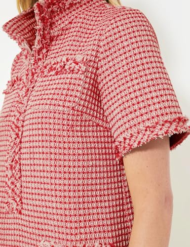 PEHMEA Women's Tweed Dress, Short Sleeve Straight Tube Mini Dress with Pockets for Business Party Work(Red-S) - Image 4