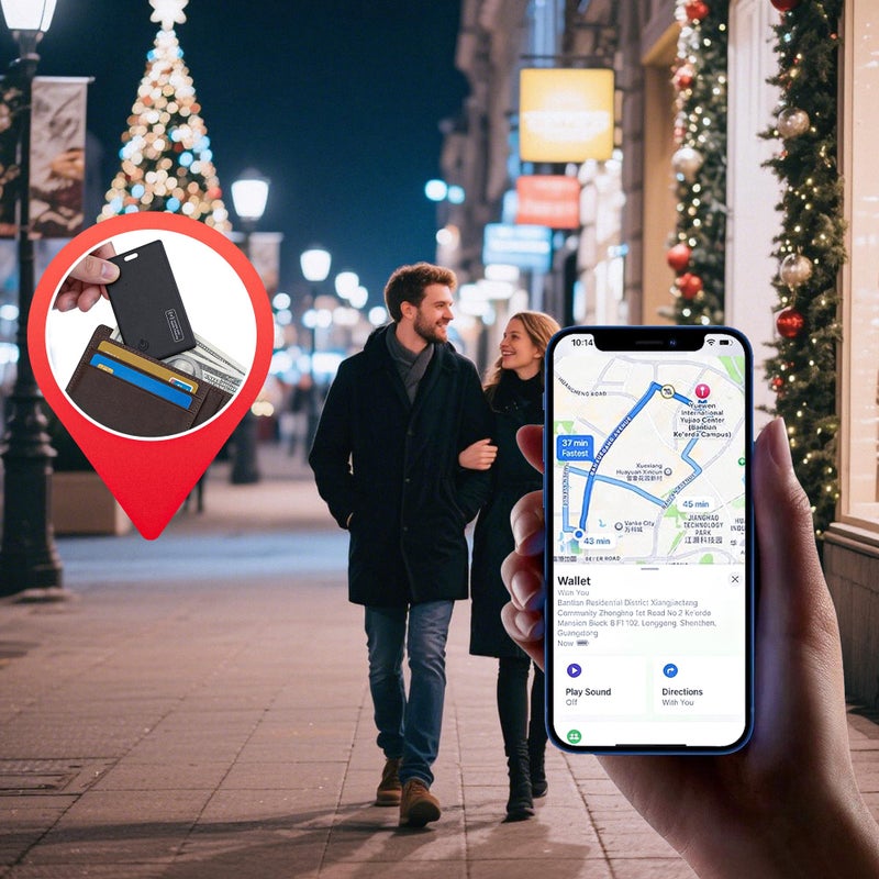 PAKCQNH [Apple MFi Certified] (iOS Only) Wallet Tracker Card,Air-Tag Wallet Card,Find My Trarcking Card,Waterproof Design,Item Locator for Wallet,Keys, Luggage,Bags, Passport,Purse,120DB (Black) - Image 3