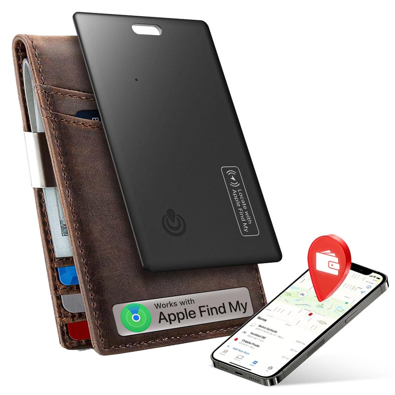 PAKCQNH [Apple MFi Certified] (iOS Only) Wallet Tracker Card,Air-Tag Wallet Card,Find My Trarcking Card,Waterproof Design,Item Locator for Wallet,Keys, Luggage,Bags, Passport,Purse,120DB (Black) - Image 1