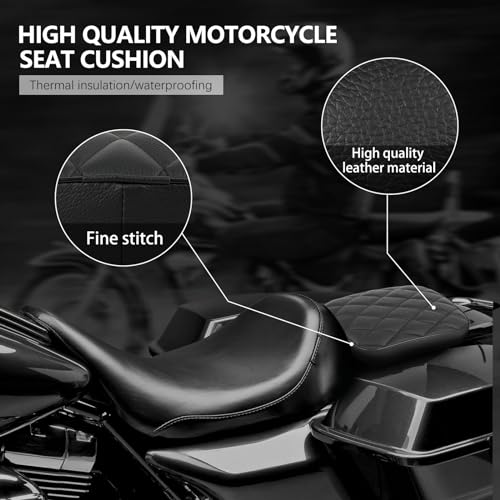 DREAMIZER Motorcycle Leather Pillion Rear Passenger Pad Seat 8 Suction Cups Black Liamond Rectangular Seat Compatible with Harley Cruiser Chopper Custom Dyna Sportster Softail Touring XL883 1200 48 - Image 3
