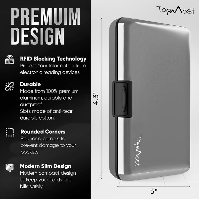 TopMost Aluminum Wallet, Card Case Wallet, Metal RFID Credit Card Holder for Men & Women, 6 Cotton Slots for 12 Cards And Bills, Rfd Protective - Image 2