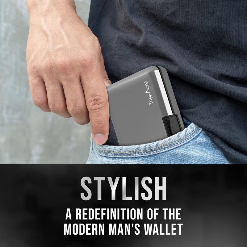 TopMost Aluminum Wallet, Card Case Wallet, Metal RFID Credit Card Holder for Men & Women, 6 Cotton Slots for 12 Cards And Bills, Rfd Protective - Image 3