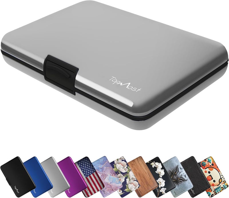 TopMost Aluminum Wallet, Card Case Wallet, Metal RFID Credit Card Holder for Men & Women, 6 Cotton Slots for 12 Cards And Bills, Rfd Protective - Image 1