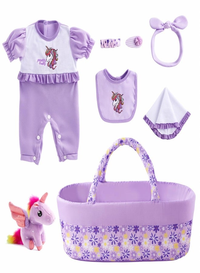 BABESIDE 8 Pcs Reborn Baby Doll Accessories Set - Includes Doll Clothes, Bassinet, Soft Toy, Bottle & More for Girls, Fits 17-22 Inch Dolls(Not Dolls) - Image 1