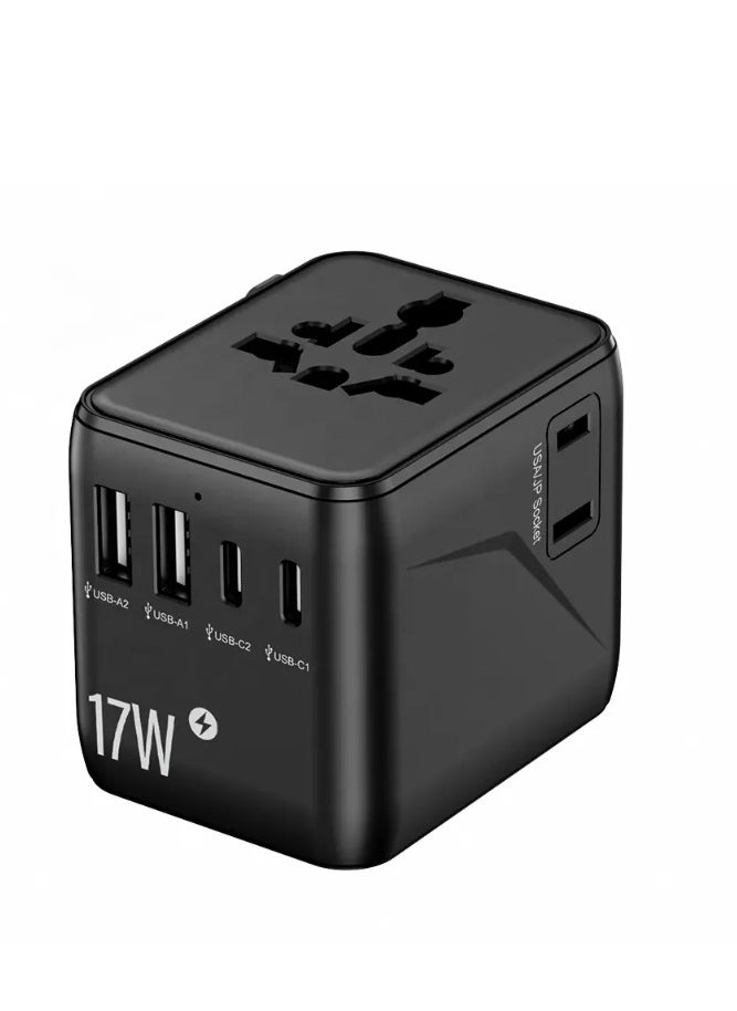 ALGHAFA Universal Travel Plug Adapter  Charger with Dual 17 w USB Type C 2AC Socket International Worldwide Accessory From AL GHAFA  - Image 1