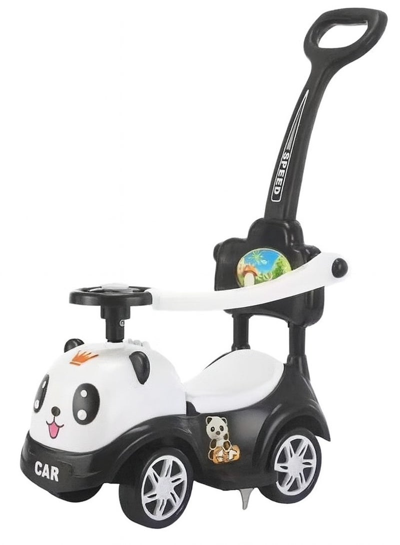AL-SHARQIAH GROUP 3-in-1 Activity Ride-On Toy with Push Handle & Musical Steering Wheel – Kids Push Car & Wiggle Car, Cute Cartoon Face, Silent Wheels, Music, No Gears or Pedals – Twist Turn & Wiggle to Steer – Perfect for Boys, Girls, Infants & Toddlers – 4-Wheel Ride-On in Black/White - Image 5