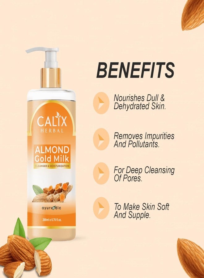 كلاليكس هيربال غسول كاليكس العشبي العضوي والأيورفيدي بحليب اللوز الذهبي لتنظيف الوجه للرجال والنساء، مناسب لجميع أنواع البشرة (200 مل) - Image 2