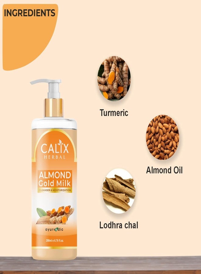 كلاليكس هيربال غسول كاليكس العشبي العضوي والأيورفيدي بحليب اللوز الذهبي لتنظيف الوجه للرجال والنساء، مناسب لجميع أنواع البشرة (200 مل) - Image 4