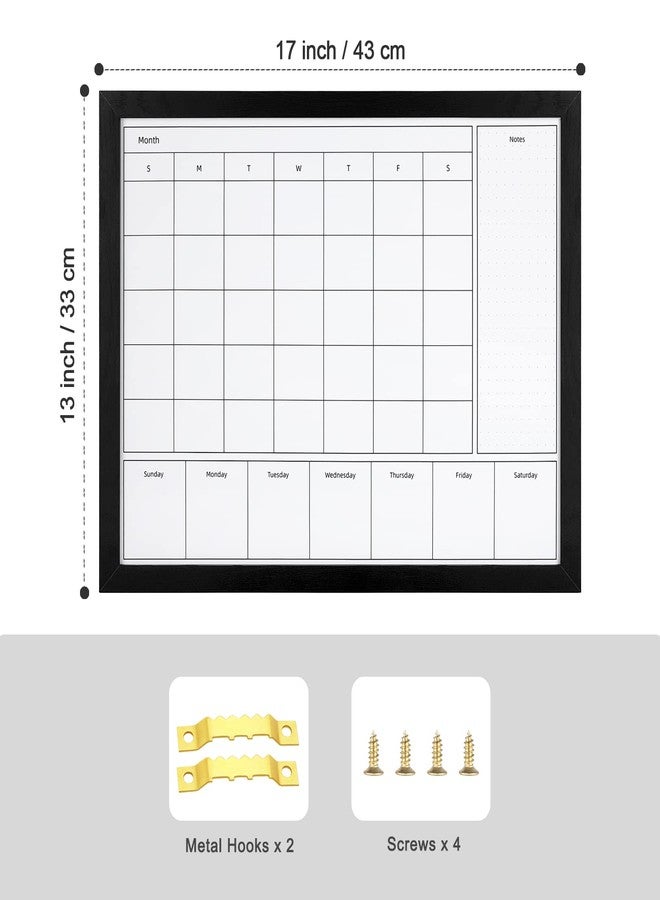 Aitakatta 3-in-1 Dry Erase Calendar for Wall, 17x13 inches Magnetic Surface Monthly & Weekly Planner Whiteboard, Dry Erase Board with Black Wood Frame, Hanging White Board Calendar(YL+ZL-BK,4333) - Image 2