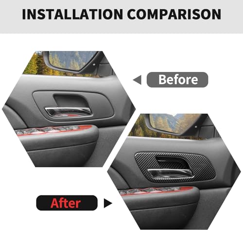 RT-TCZ RTTCZ Inner Door Handle Bowl Cover Trim Decoration Interior Accessories for Chevy AvalancheSuburbanTahoe 20072013for GMC YukonSierra 20072013 Black Carbon Fiber - Image 3