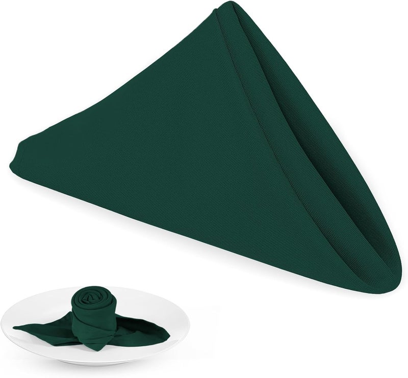 PLOYMONO Hunter Green Heavy Duty Cloth Napkins - 17 x 17 Inch Solid Washable Polyester Dinner Napkins - Set of 8 Napkins with Hemmed Edges - Great for Weddings, Parties, Banquets Dinner & More - Image 1