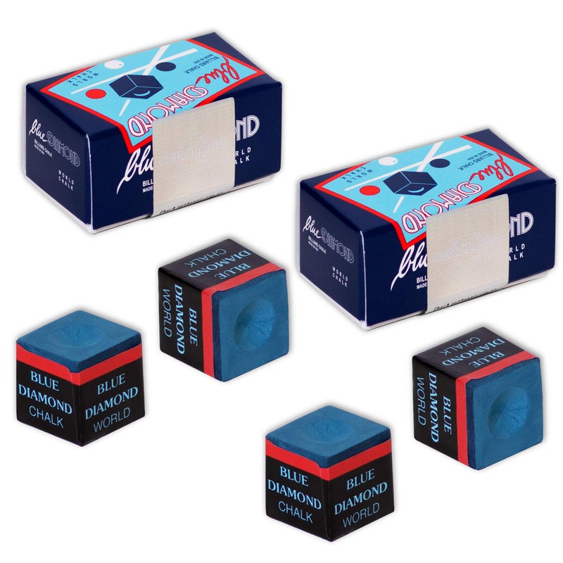 Blue Diamond Blue Diamond Billiard Pool Cue Chalk wCertilogo protection  4 pcs by Longoni 