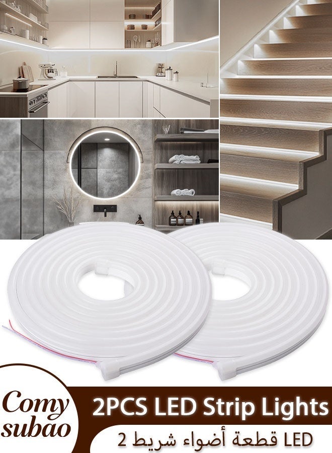 Comysubao Flexible LED Strip Lights, White Colors, Multiple Modes Dimmable LED Strip Lights, Waterproof LED Rope Lights, DIY Flexible Silicone Waterproof Neon Strip Lights for Bedroom, Living Room, Kitchen, Indoor, Outdoor (White) - Image 1