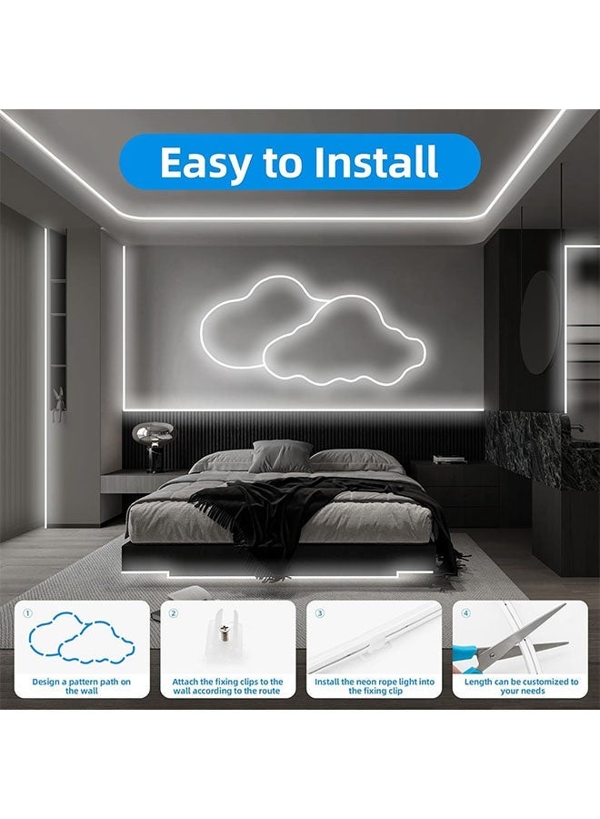 Comysubao Flexible LED Strip Lights, White Colors, Multiple Modes Dimmable LED Strip Lights, Waterproof LED Rope Lights, DIY Flexible Silicone Waterproof Neon Strip Lights for Bedroom, Living Room, Kitchen, Indoor, Outdoor (White) - Image 5