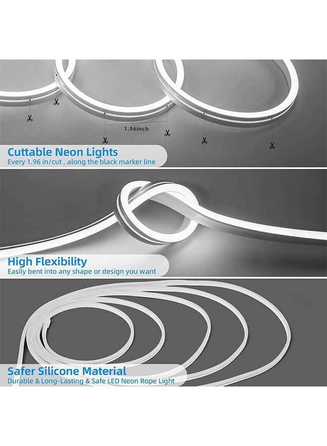 Comysubao Flexible LED Strip Lights, White Colors, Multiple Modes Dimmable LED Strip Lights, Waterproof LED Rope Lights, DIY Flexible Silicone Waterproof Neon Strip Lights for Bedroom, Living Room, Kitchen, Indoor, Outdoor (White) - Image 2