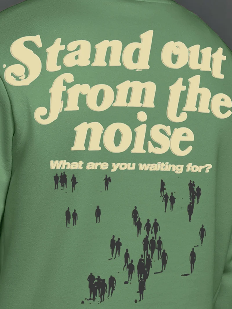 Maniac  Maniac Mens Printed Round Neck Full Sleeve Hunter Green and Biscuit CottonFleece Oversized Sweatshirt for Men | Best Price UAE