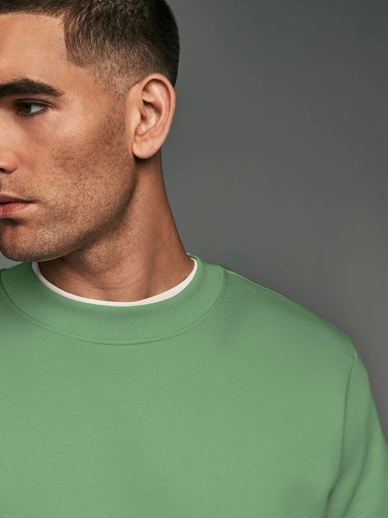 Maniac  Maniac Mens Printed Round Neck Full Sleeve Hunter Green and Biscuit CottonFleece Oversized Sweatshirt for Men | Best Price UAE