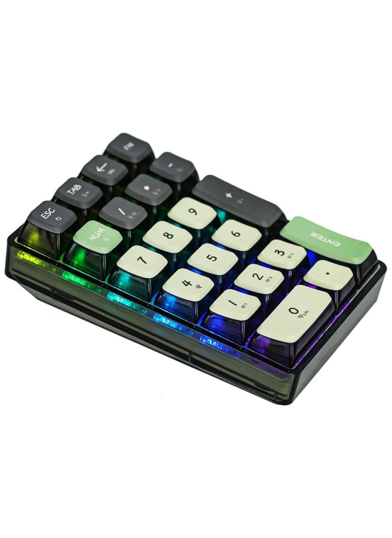 Leobog - K21 Wireless Mechanical Numeric Keypad for Tenkeyless Keyboard, Tri-Mode with Pudding Keycaps, Hot Swappable, RGB Ice Crystal Switch - Image 1