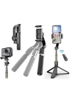 Selfie Stick Gimbal Stabilizer, 360° Rotation Tripod with Wireless Remote, Portable Phone Holder, Auto Balance 1-Axis Gimbal for Smartphones Tiktok Vlog Youtuber Live Video Record