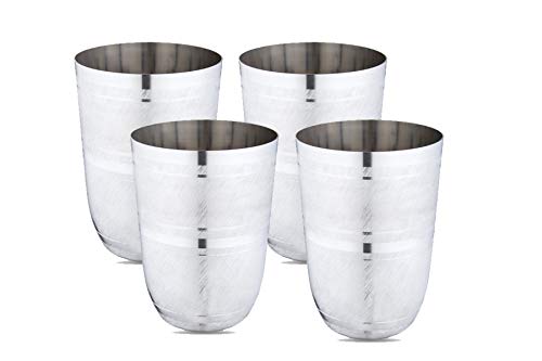 Neelam Stainless Steel 7 18 Gauge Diamond Glass 300 ml Set of 4 Elegant and Durable Drinking Glass for Water Juices and Beverages Ideal for Daily Use Parties Easy to CleanSliver