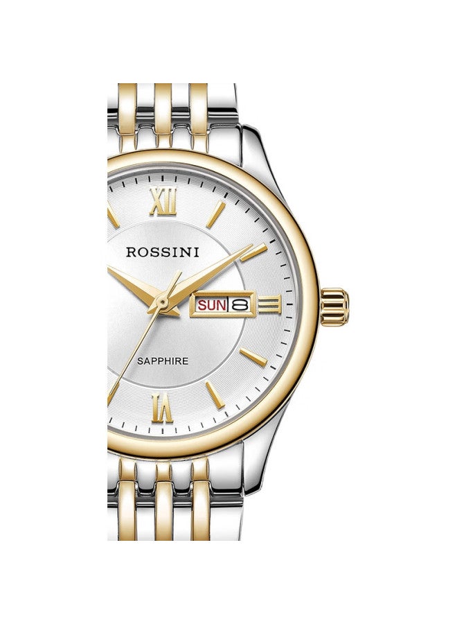 ROSSINI Women'S Quartz Watch With White Dial And Steel Strap, Birthday Gift For Girlfriend, Chinese Brand, Business Style, Elegant And Compact, 618574 - Image 1